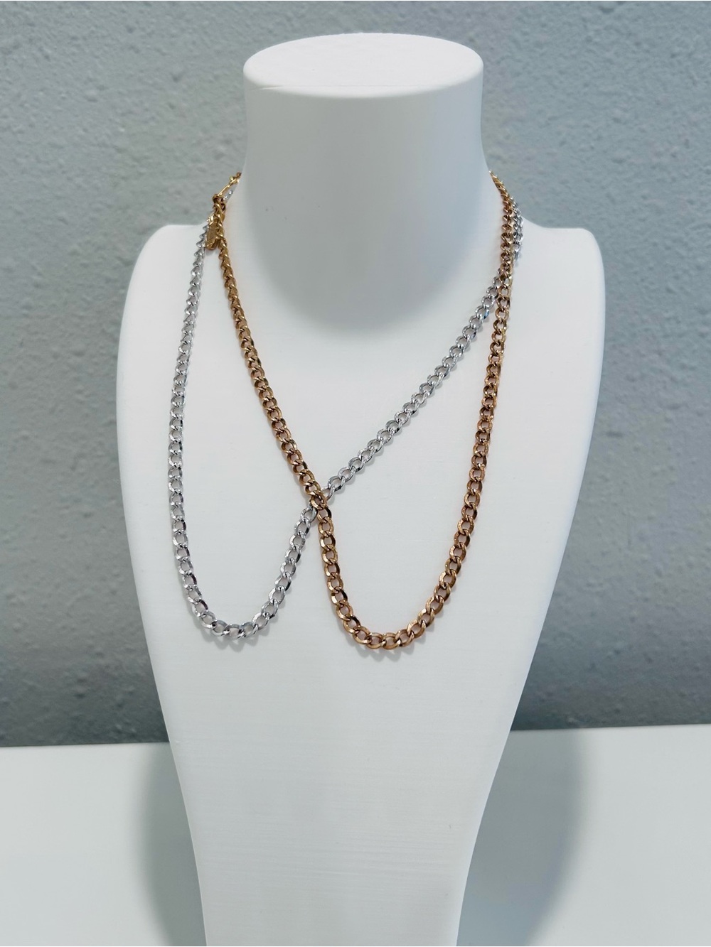 Vintage Emmons Necklace Lot of Two Goldtone And Silvertone Signed 16" Length